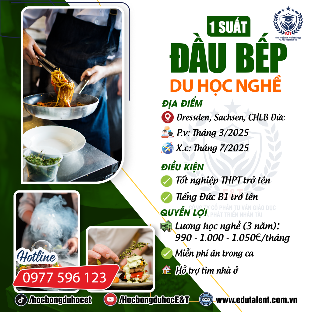 Gần Dresden bang Sachsen, 1 SUẤT DU HỌC NGHỀ ĐẦU BẾP (KOCH)