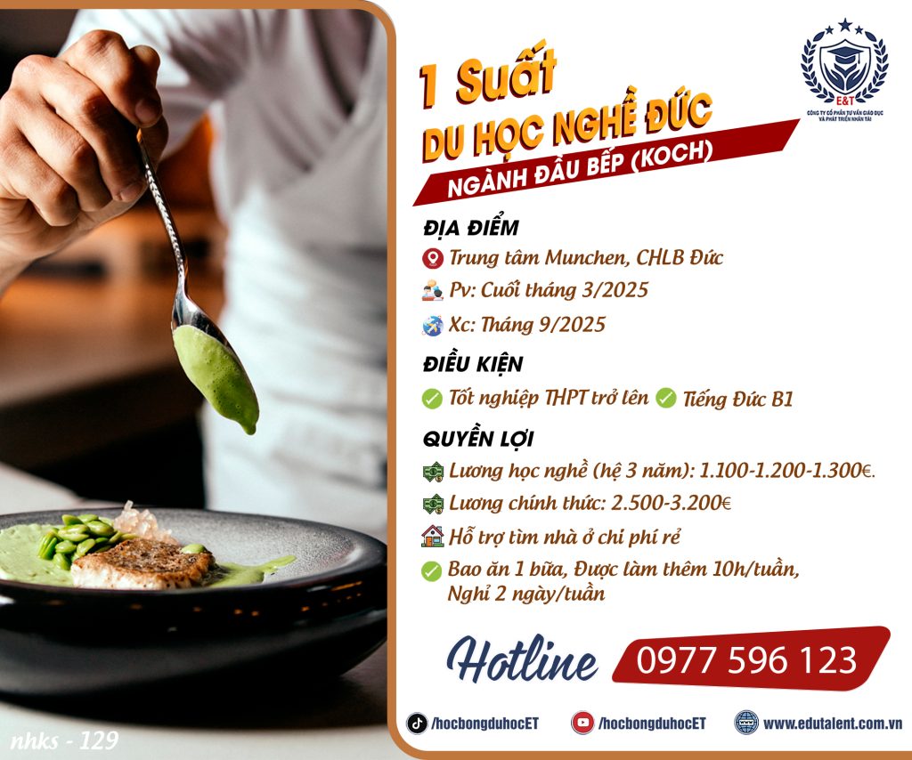 Munchen, 1 SUẤT DU HỌC NGHỀ ĐẦU BẾP