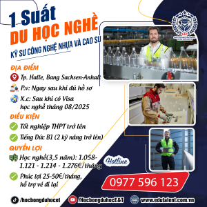 Bang Sachsen-Anhalt CHLB ĐỨC 1 SUẤT DU HỌC NGHỀ KỸ SƯ CÔNG NGHỆ NHỰA VÀ CAO SU TRONG NHÀ MÁY.