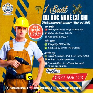 ĐƠN MỚI 1 SUẤT DU HỌC NGHỀ CƠ KHÍ TẠI CHLB ĐỨC Gießereimechaniker (thợ cơ khí)