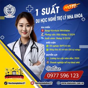 VIP 1 SUẤT DU HỌC NGHỀ TRỢ LÝ NHA KHOA DUY NHẤT BAY NGAY THÁNG 9