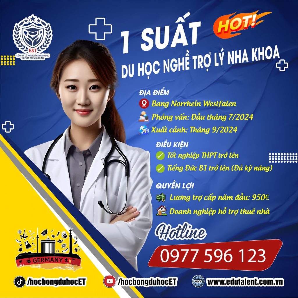 VIP 1 SUẤT DU HỌC NGHỀ TRỢ LÝ NHA KHOA DUY NHẤT BAY NGAY THÁNG 9