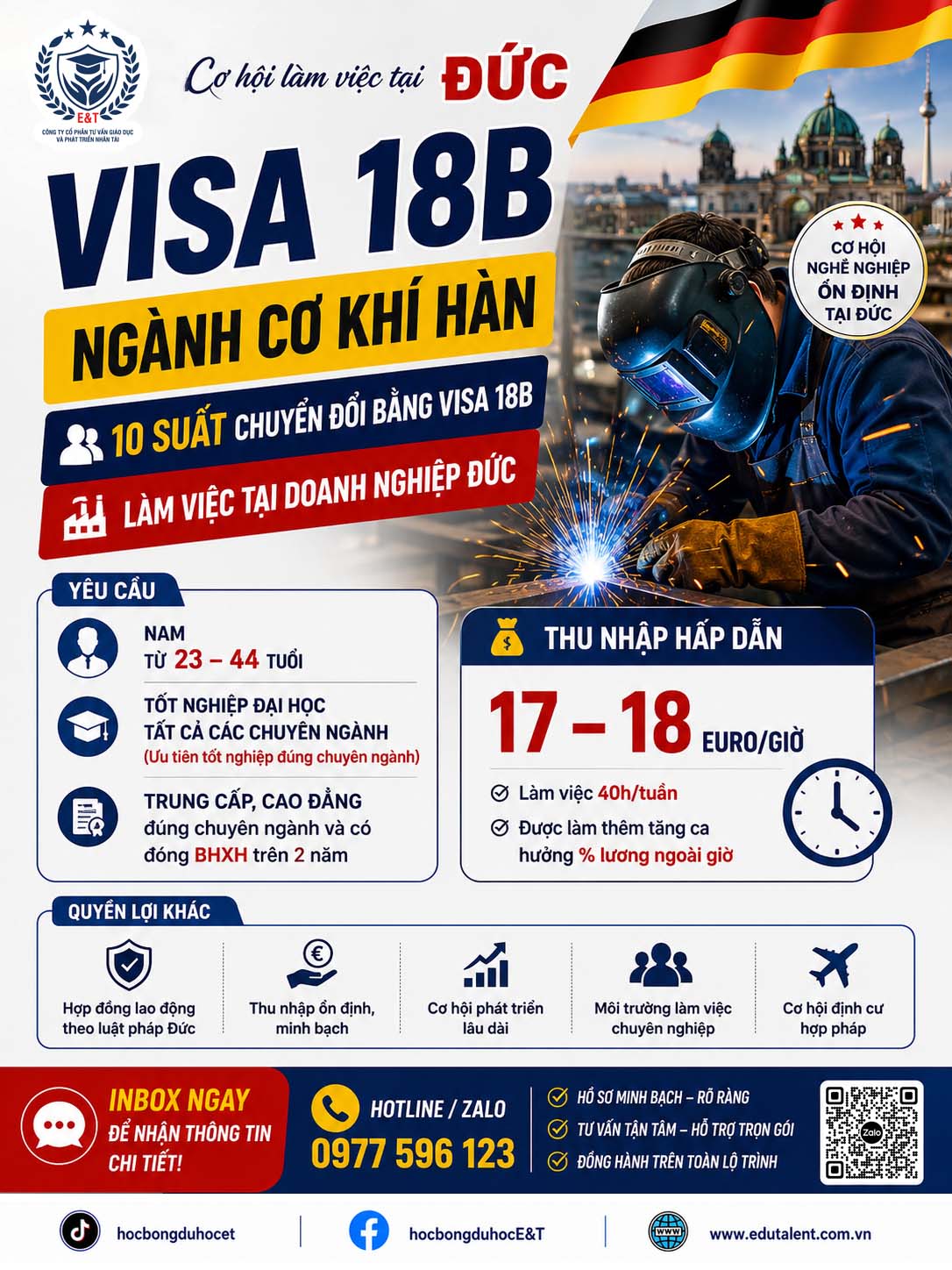 THÔNG TIN CHƯƠNG TRÌNH VISA 18B – NGÀNH CƠ KHÍ HÀN