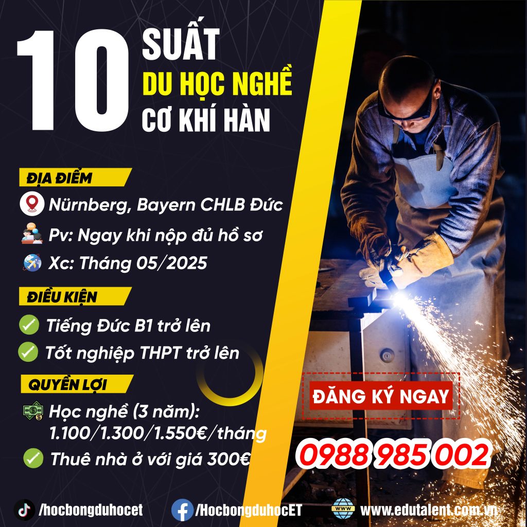 Nürnberg, Bayern CHLB ĐỨC 10 SUẤT DU HỌC NGHỀ CƠ KHÍ HÀN.