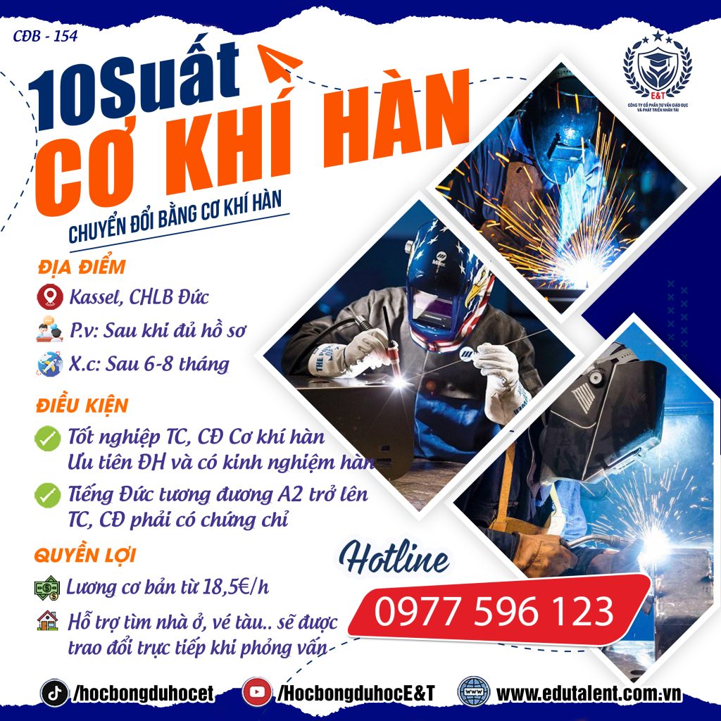 Kassel, 10 SUẤT CHUYỂN ĐỔI BẰNG CƠ KHÍ HÀN XÌ TẠI CHLB ĐỨC SANG LÀM VIỆC NGAY