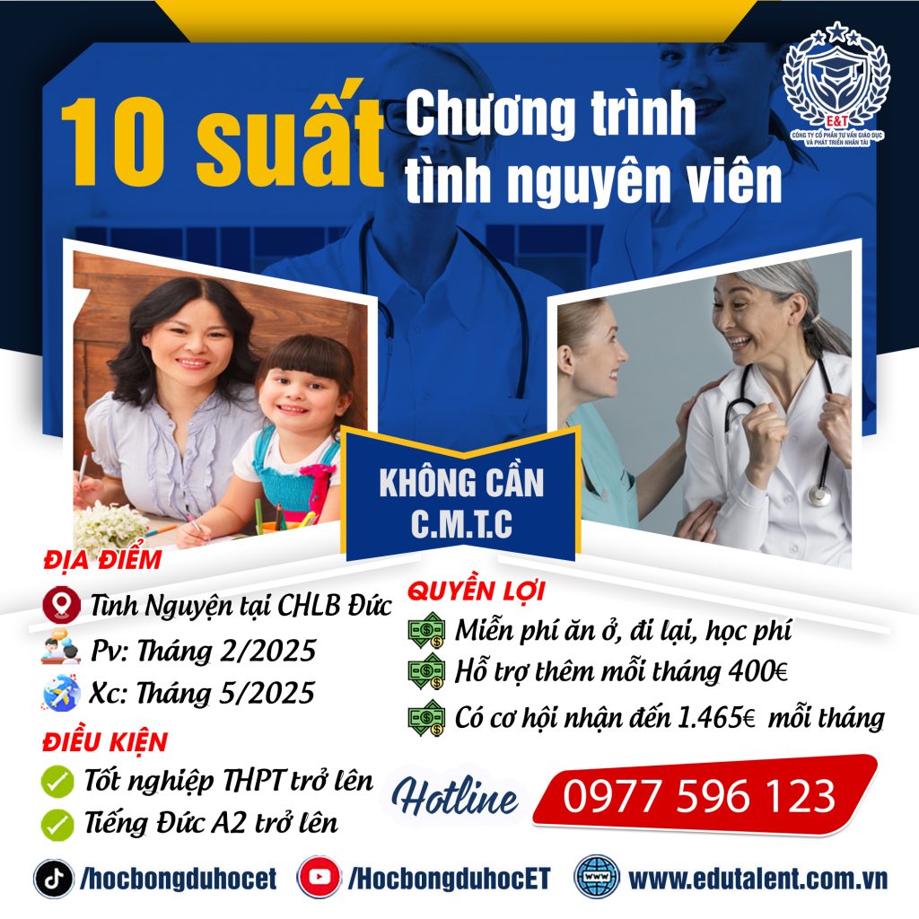 10 SUẤT CHƯƠNG TRÌNH TÌNH NGUYỆN VIÊN TẠI CHLB ĐỨC
