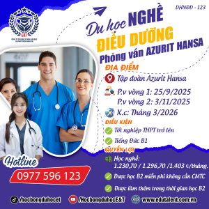 THÔNG BÁO PV CHƯƠNG TRÌNH ĐÀO TẠO ĐIỀU DƯỠNG TẠI TẬP ĐOÀN AZURIT HANSA – ĐỨC