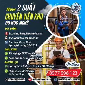 🎉 NEW Bang Sachsen-Anhalt CHLB ĐỨC 2 SUẤT DU HỌC NGHỀ CHUYÊN VIÊN KHO HÀNG TRONG NHÀ MÁY.