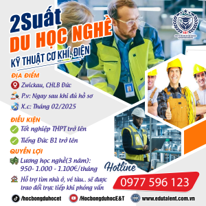 🌟 2 SUẤT DU HỌC NGHỀ KỸ THUẬT, CƠ KHÍ, ĐIỆN TẠI CHLB ĐỨC