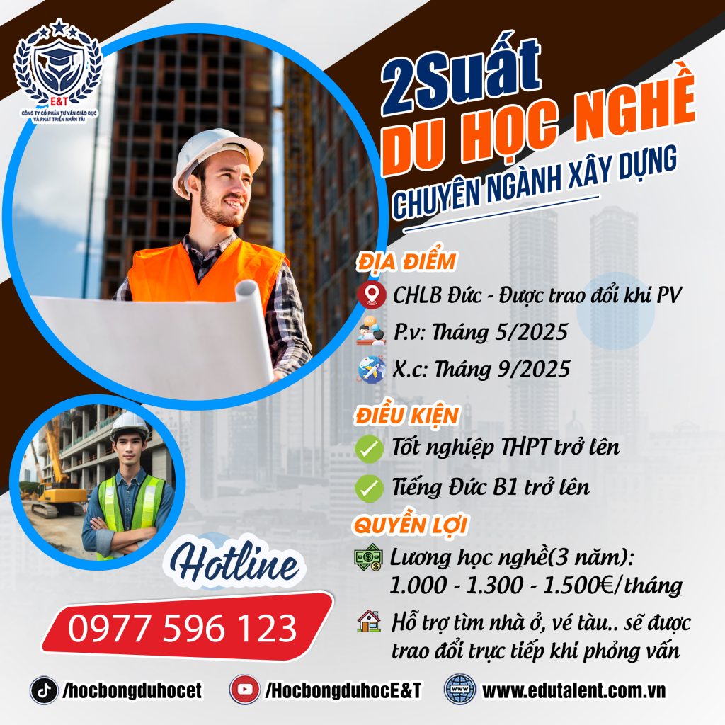 2 SUẤT DU HỌC NGHỀ XÂY DỰNG TẠI CHLB ĐỨC