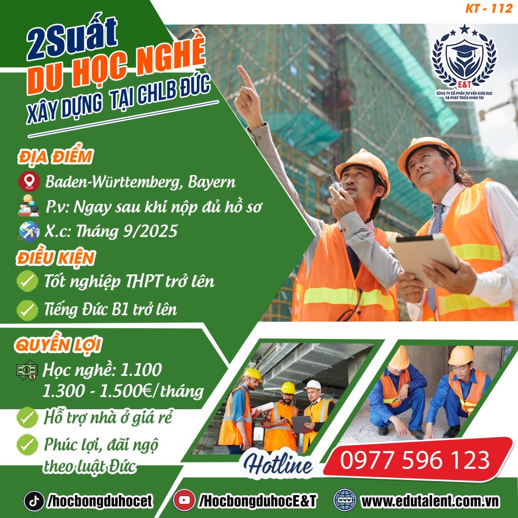 🚧 Ước Mơ Châu Âu Trong Tầm Tay – 2 Cơ Hội Vàng Ngành Xây Dựng Tại Baden-Württemberg & Bayern!