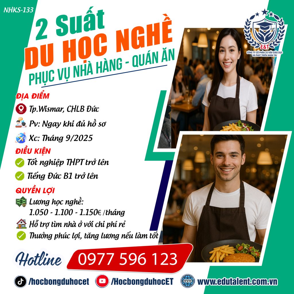 Tp.Wismar 2 SUẤT DU HỌC NGHỀ PHỤC VỤ – KHÔNG PHỎNG VẤN
