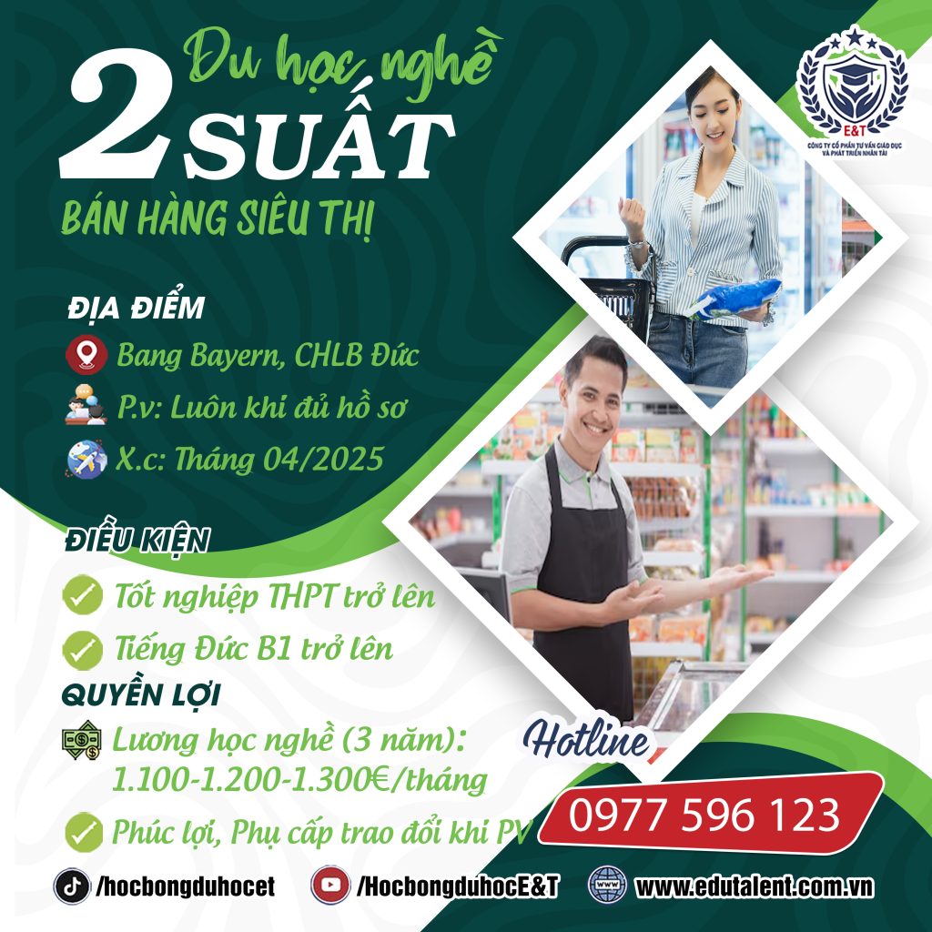 BANG BAYERN 2 SUẤT DU HỌC NGHỀ BÁN HÀNG SIÊU THỊ