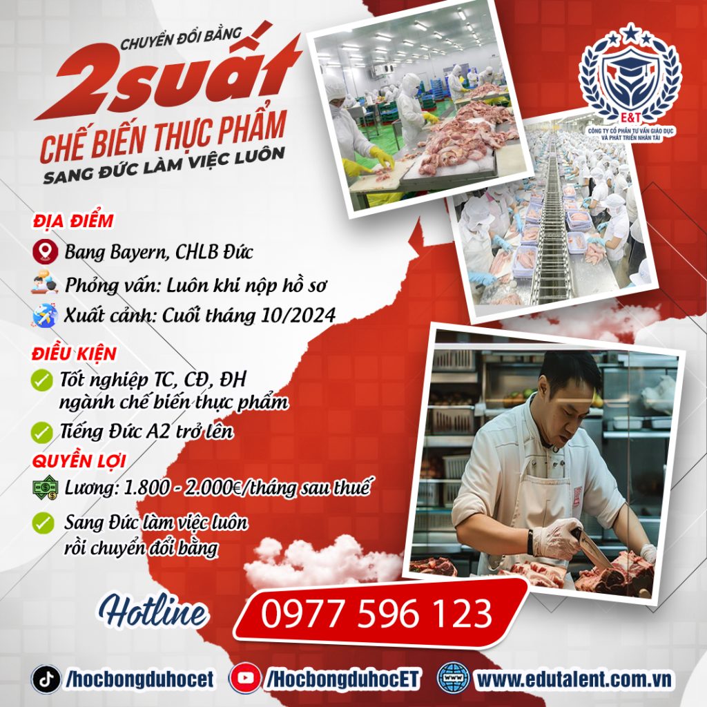  2 SUẤT CHUYỂN ĐỔI BẰNG CHẾ BIẾN THỰC PHẨM TẠI CHLB ĐỨC