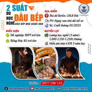 BERLIN 2 SUẤT DU HỌC NGHỀ ĐẦU BẾP (KOCH) NHÀ HÀNG BBQ TẠI ĐỨC