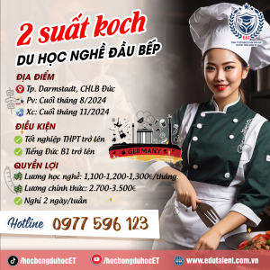 NEW 2 SUẤT DU HỌC NGHỀ KOCH (ĐẦU BẾP) TẠI CHLB ĐỨC