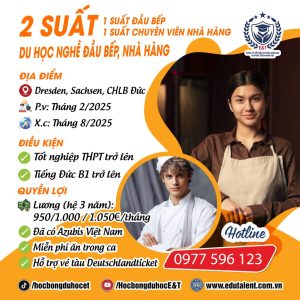 SACHSEN, 2 SUẤT DU HỌC NGHỀ ĐẦU BẾP, NHÀ HÀNG KHÁCH SẠN