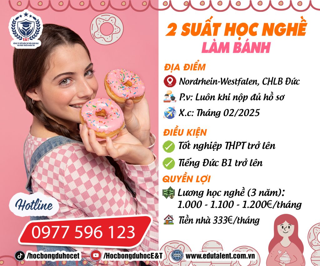 🌟Nordrhein-Westfalen 2 SUẤT DU HỌC NGHỀ LÀM BÁNH TẠI CHLB ĐỨC