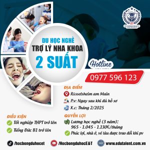 RÜSSELSHEIM AM MAIN 2 SUẤT DU HỌC NGHỀ TRỢ LÝ NHA KHOA