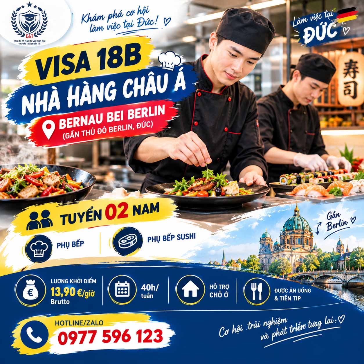 🍣🇩🇪 THÔNG TIN VISA 18B – NGÀNH NHÀ HÀNG CHÂU Á TẠI ĐỨC