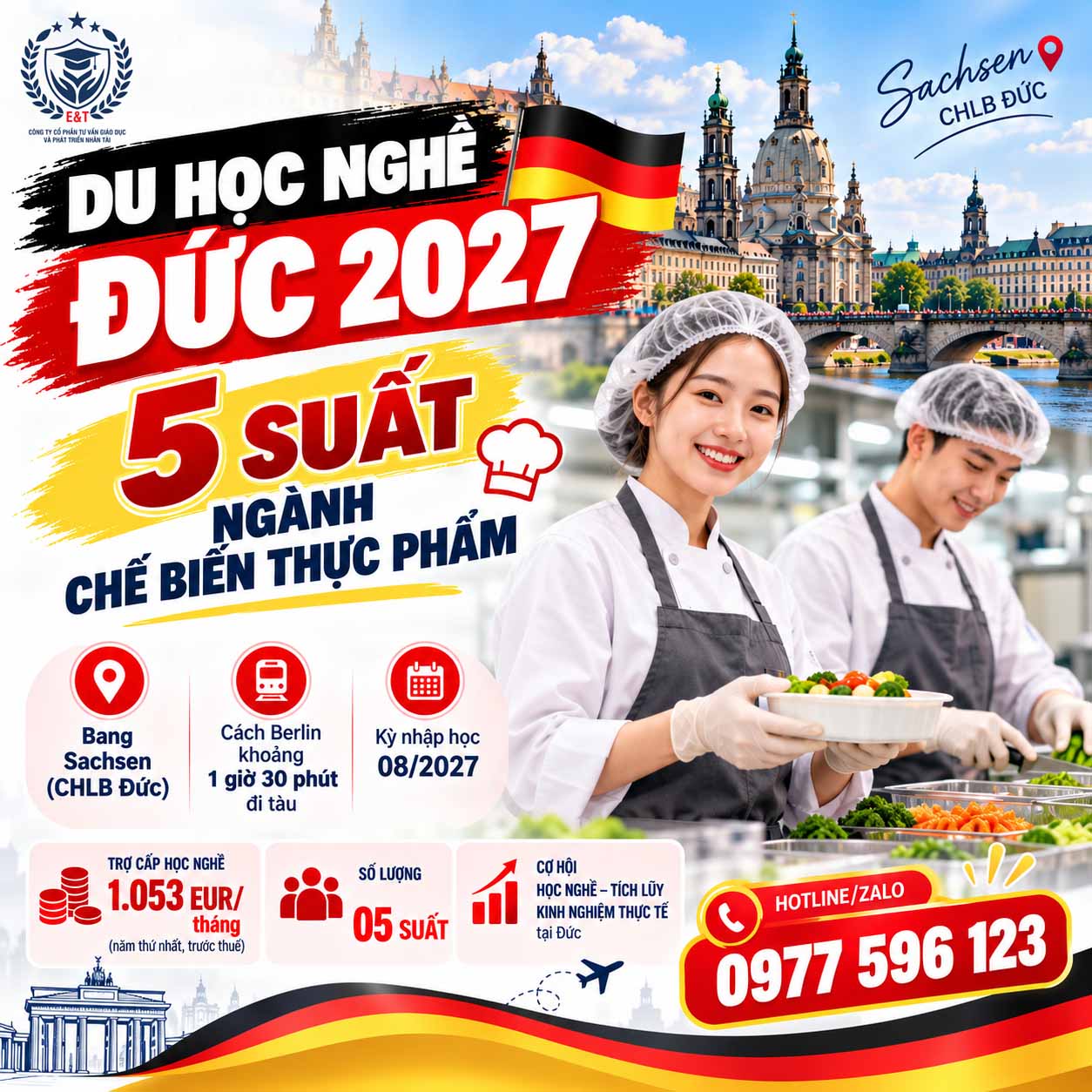 🇩🇪🎓 DU HỌC NGHỀ ĐỨC 2027 – 5 SUẤT NGÀNH CHẾ BIẾN THỰC PHẨM! 🍱