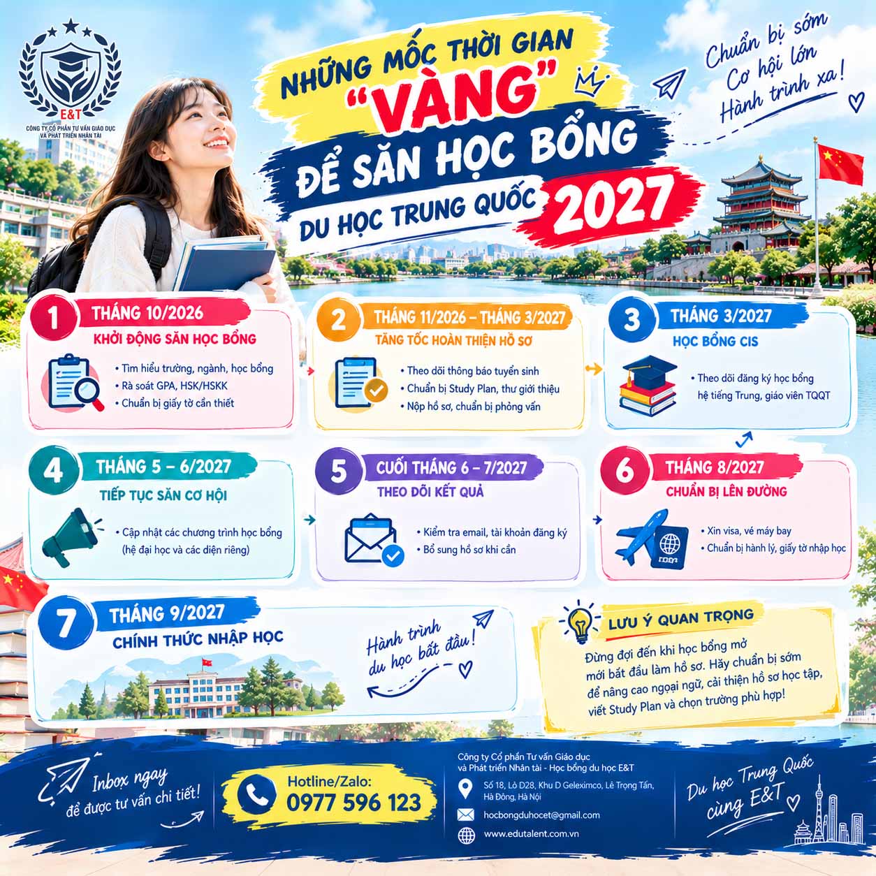 📅🇨🇳 NHỮNG MỐC THỜI GIAN “VÀNG” ĐỂ SĂN HỌC BỔNG DU HỌC TRUNG QUỐC 2027