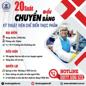 TUYỂN 20 KỸ THUẬT VIÊN CHẾ BIẾN THỰC PHẨM TẠI BERLIN