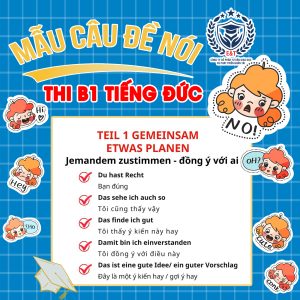 CÁC MẪU CÂU KHÔNG THỂ THIẾU TRONG ĐỀ THI NÓI B1 TIẾNG ĐỨC