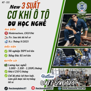 Niedersachsen, 3 SUẤT DU HỌC NGHỀ CƠ KHÍ Ô TÔ