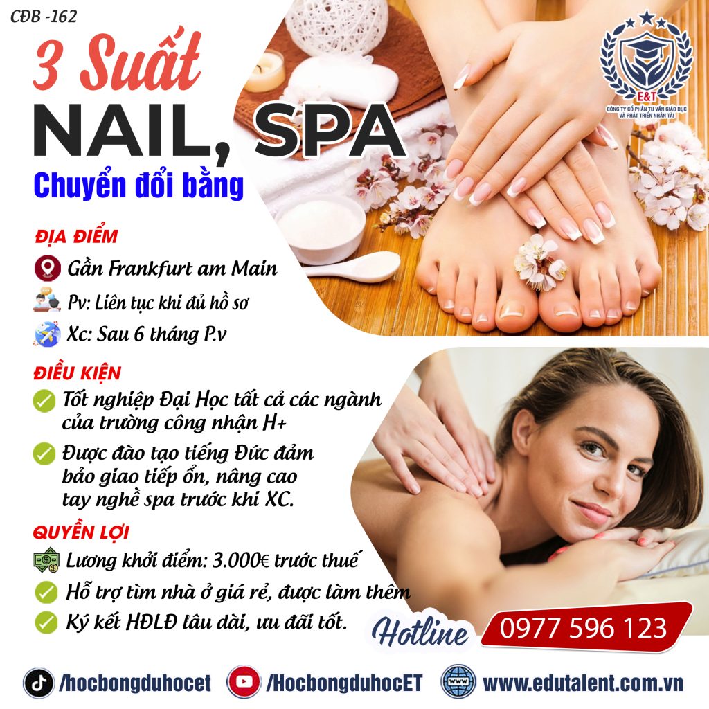 Gần Frankfurt am Main, 3 NHÂN VIÊN NAIL, SPA CHUYỂN ĐỔI BẰNG SANG ĐỨC LÀM VIỆC NGAY