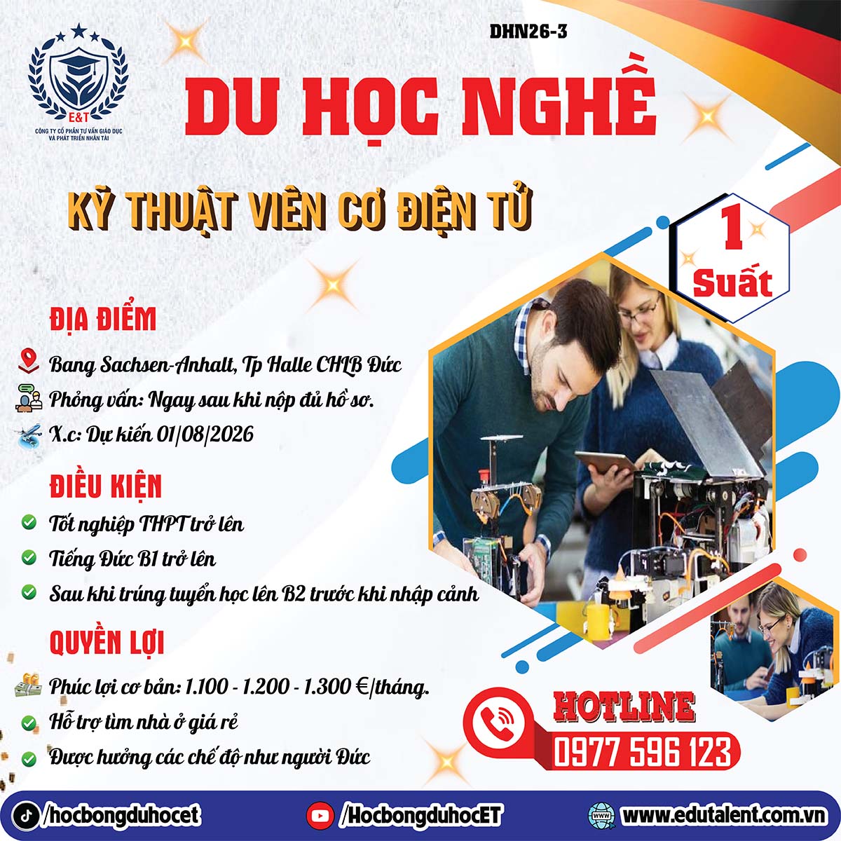 DU HỌC NGHỀ ĐỨC: KỸ THUẬT VIÊN CƠ ĐIỆN TỬ TẠI HALLE