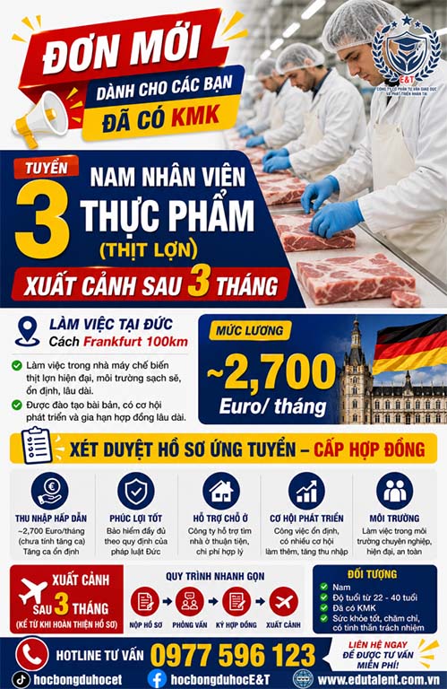 🇩🇪 ĐƠN MỚI DÀNH CHO CÁC BẠN ĐÃ CÓ KMK VISA 18B CHẾ BIẾN THỰC PHẨM🇩🇪