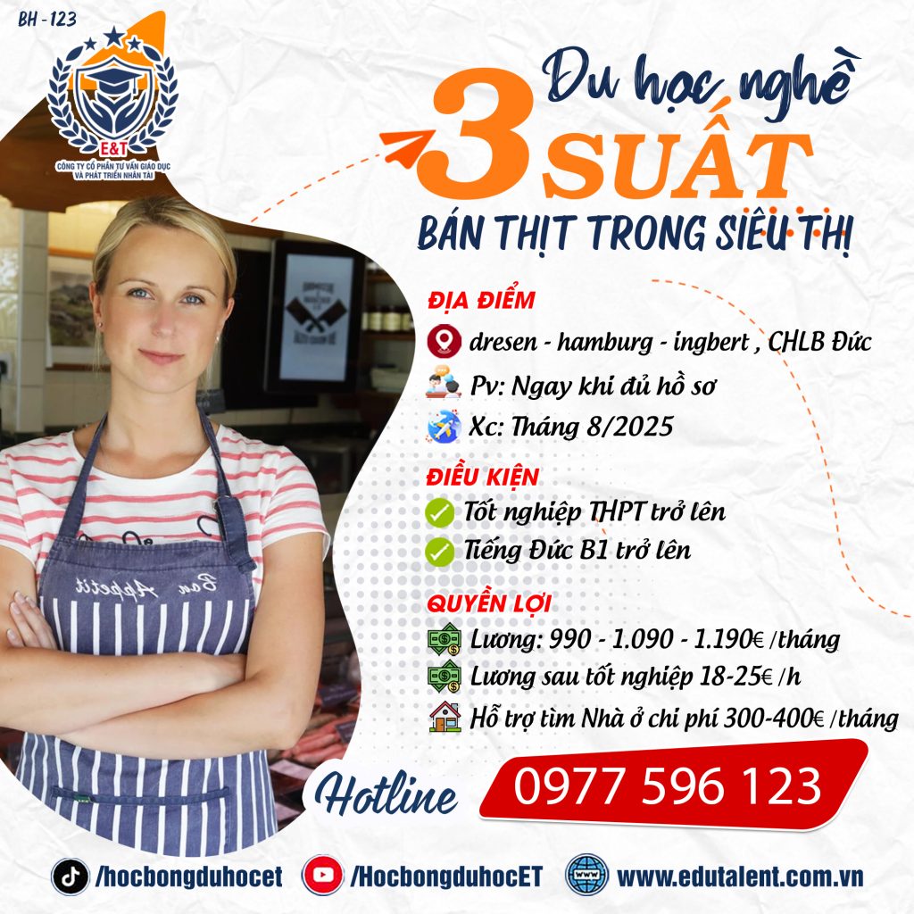 dresen - hamburg - ingbert  , 3 SUẤT DU HỌC NGHỀ BÁN THỊT TRONG SIÊU THỊ