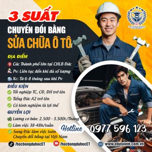 🎉 VIP 3 SUẤT CHUYỂN ĐỔI BẰNG SỬA CHỮA Ô TÔ TẠI CHLB ĐỨC (Nhận hồ sơ phỏng vấn ngay)