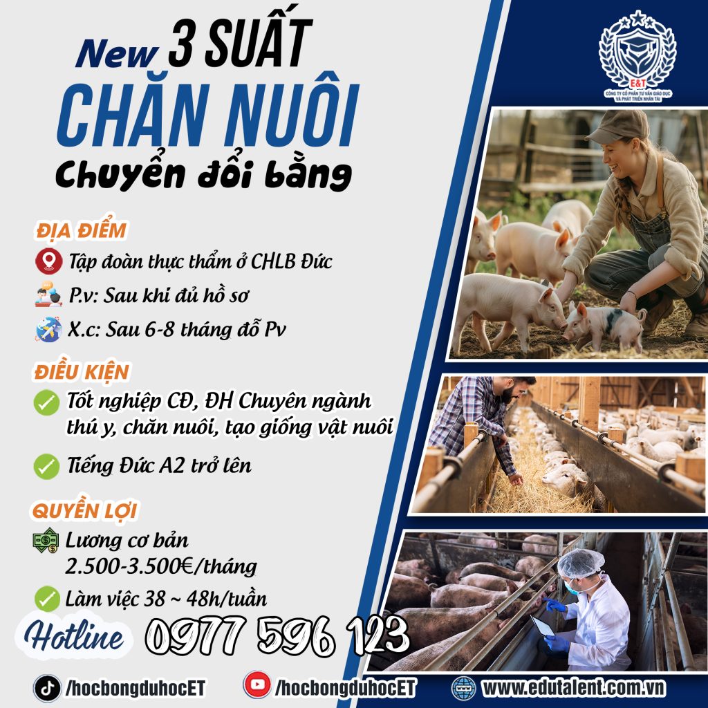 3 SUẤT CHUYỂN ĐỔI BẰNG CHĂN NUÔI Ở TRANG TRẠI VÀ CHẾ BIẾN THỰC PHẨM TẠI CHLB ĐỨC