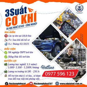 3 SUẤT DU HỌC NGHỀ CƠ KHÍ, CƠ KHÍ CÔNG NGHIỆP CHLB ĐỨC