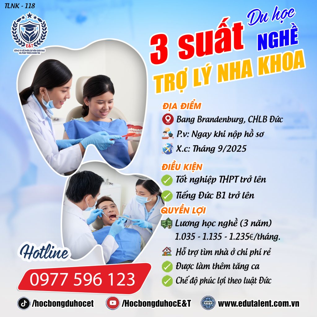 Brandenburg, 3 SUẤT DU HỌC NGHỀ TRỢ LÝ NHA KHOA - CHUỖI PHÒNG KHÁM NHA KHOA LỚN CỦA BANG BRANDENBURG CHLB ĐỨC