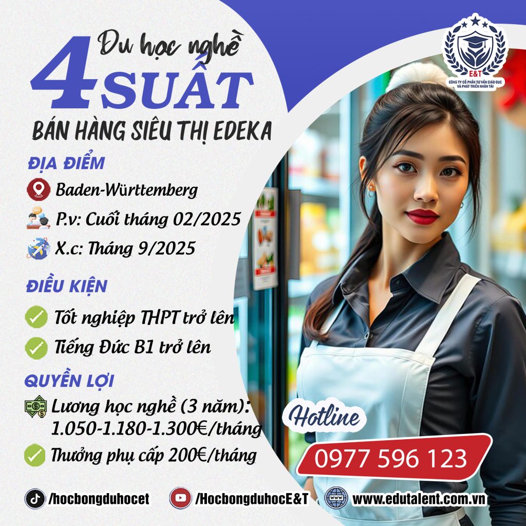 Baden-Württemberg, 4 SUẤT DU HỌC NGHỀ BÁN HÀNG SIÊU THỊ EDEKA