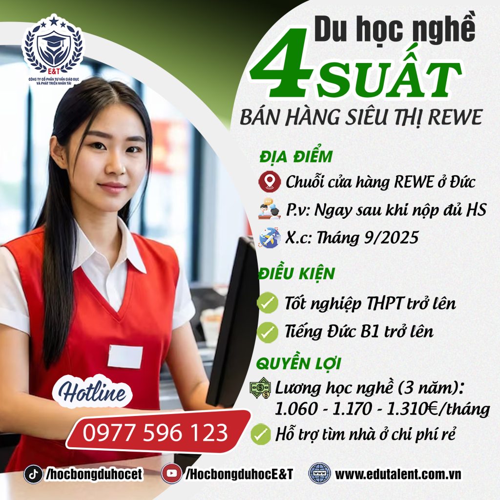CHUỖI SIÊU THỊ REWE Ở ĐỨC, 4 SUẤT DU HỌC NGHỀ BÁN HÀNG