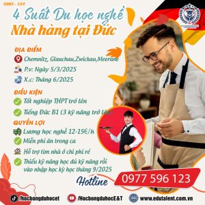 Chemnitz, Glauchau,Zwickau,Meerane CHLB Đức , 4 SUẤT DU HỌC NGHỀ NHÀ HÀNG thiếu kỹ năng