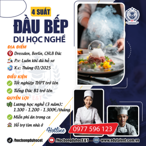 ĐƠN HÀNG MỚI 4 SUẤT DU HỌC ĐẦU BẾP TẠI CHLB ĐỨC (KOCH)