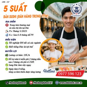 5 SUẤT BÁN HÀNG SUSHI TRONG TRUNG TÂM THƯƠNG MẠI VÀ SIÊU THỊ TẠI ĐỨC