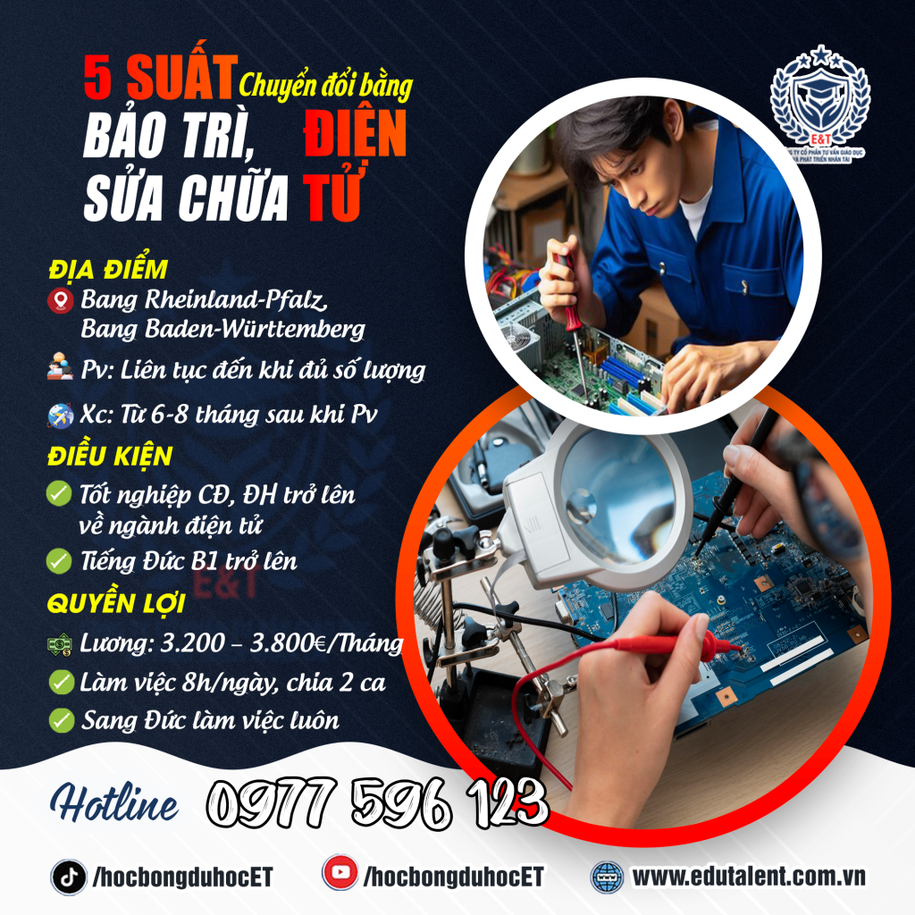 CHUYỂN ĐỔI BẰNG SỬA CHỮA BẢO TRÌ ĐIỆN TỬ CHLB ĐỨC