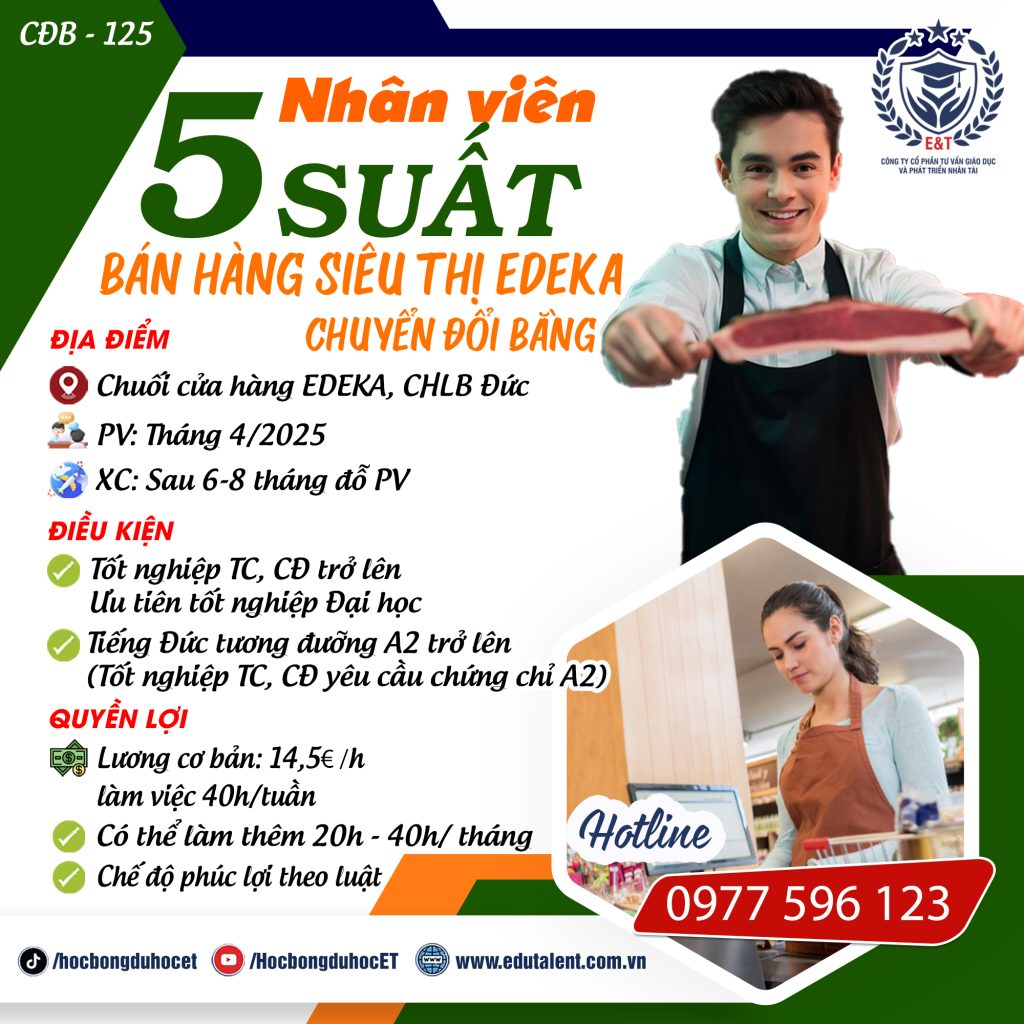 5 SUẤT NHÂN VIÊN BÁN HÀNG TẠI SIÊU THỊ EDEKA SANG LÀM VIỆC NGAY