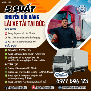 BAYERN VÀ CÁC THÀNH PHỐ LỚN 5 SUẤT CHUYỂN ĐỔI BẰNG LÁI XE TẢI TẠI CHLB ĐỨC