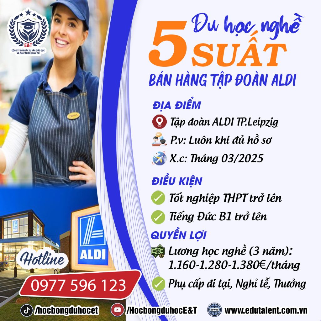 TP.LEIPZIG 5 SUẤT DU HỌC NGHỀ BÁN HÀNG TẬP ĐOÀN ALDI TẠI CHLB ĐỨC