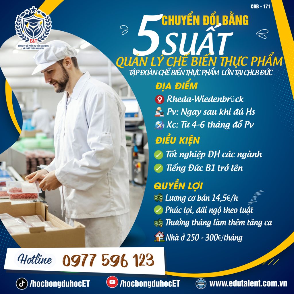 5 Suất Vàng Ngành Chế Biến Thực Phẩm Tại Rheda-Wiedenbrück!