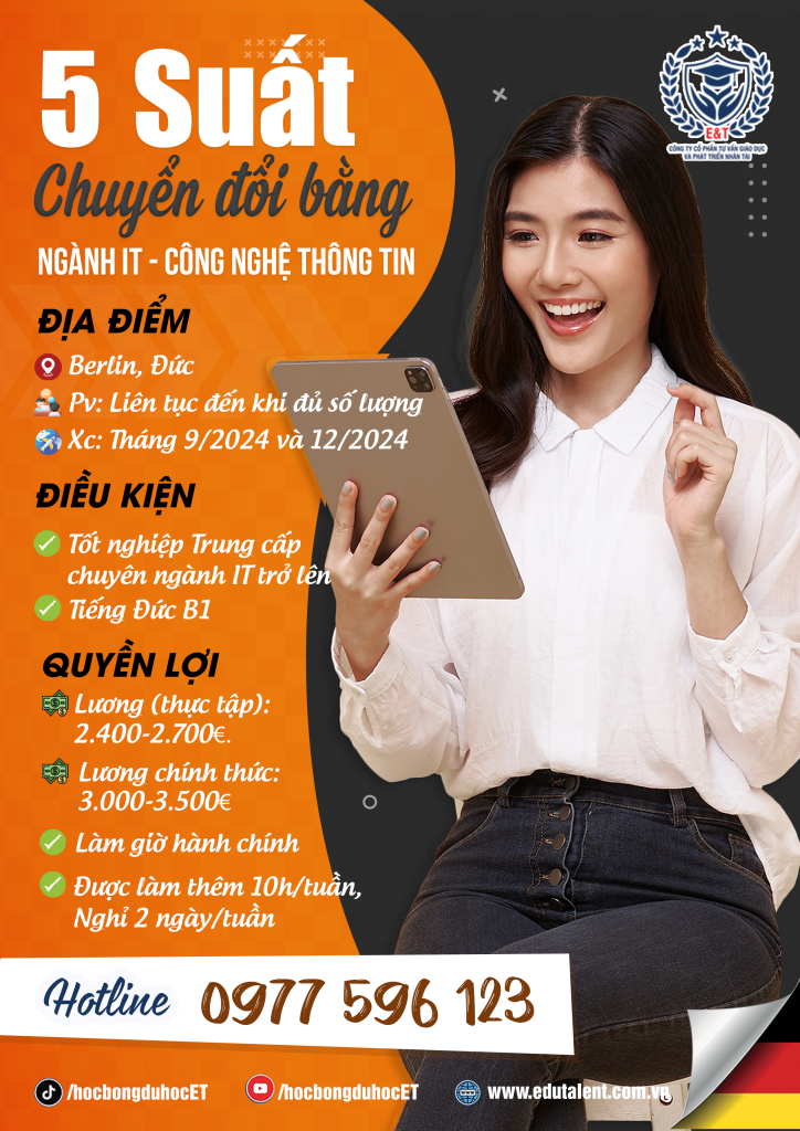 VIP 5 SUẤT DU HỌC NGHỀ CHUYỂN ĐỔI BẰNG NGÀNH IT - CÔNG NGHỆ THÔNG TIN TẠI CHLB ĐỨC