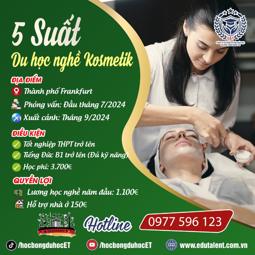 5 SUẤT DU HỌC NGHỀ CHĂM SÓC SẮC ĐẸP TẠI CHLB ĐỨC (Kosmetik)