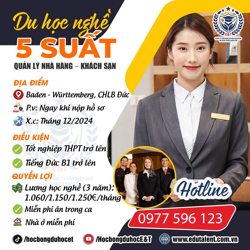 🌟BADEN - WÜRTTEMBERG 5 SUẤT DU HỌC NGHỀ QUẢN LÝ NHÀ HÀNG KHÁCH SẠN TẠI CHLB ĐỨC